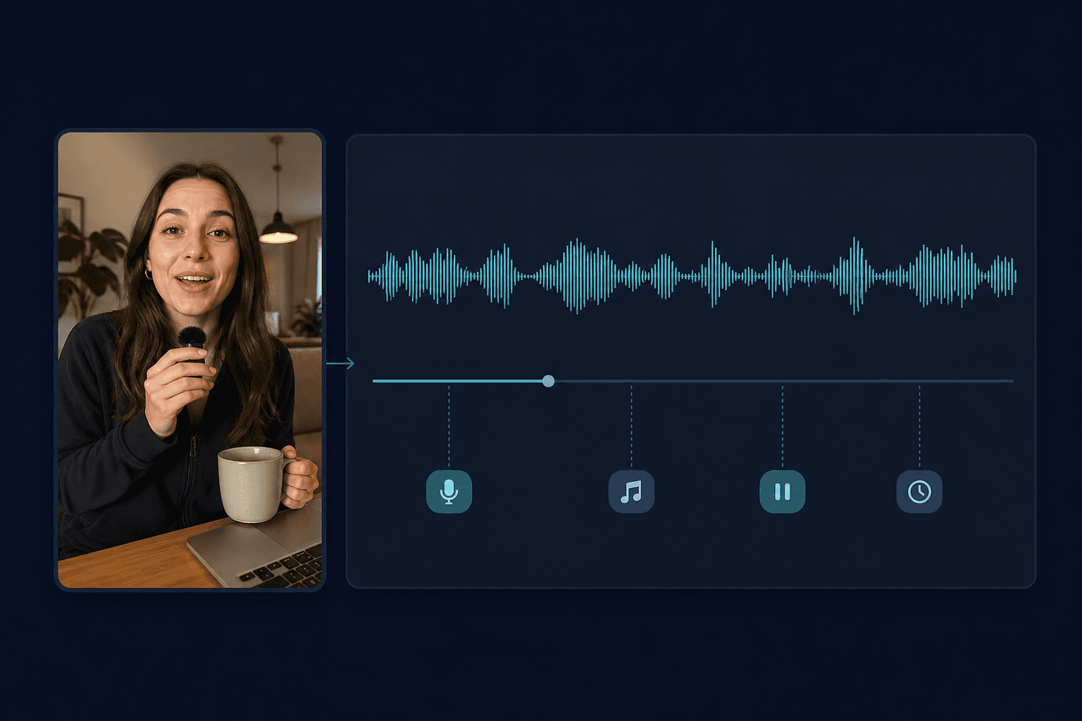 Illustration of audio moving from a Reel source into a waveform reference