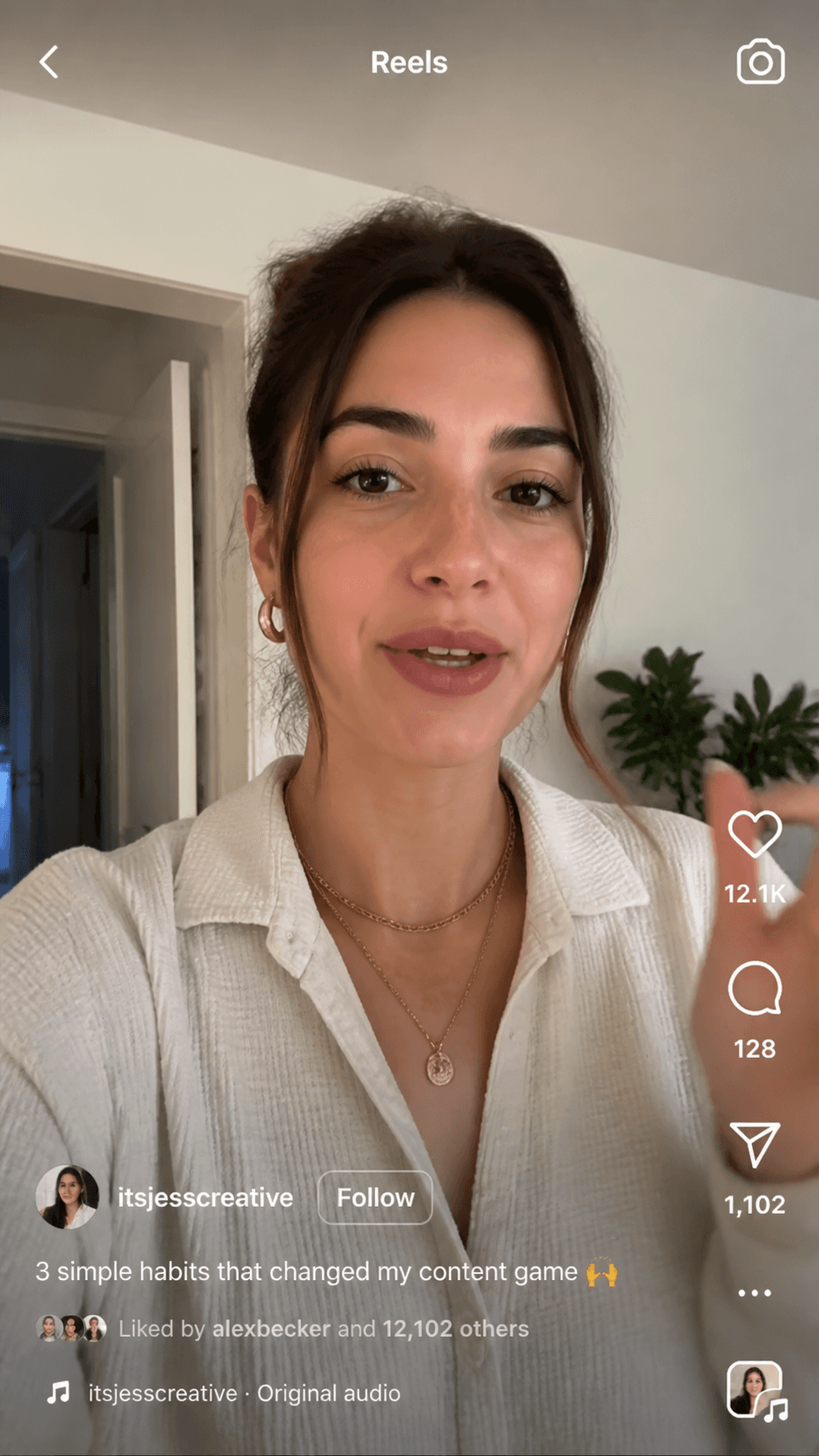 Creator filming a talking-head Instagram Reel
